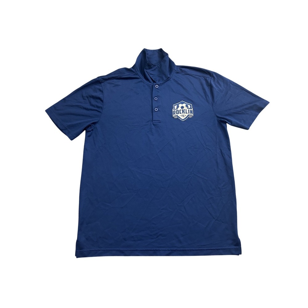 Vintage Polo Shirt Mens L Blue Excellent Rocklin YSC Soccer Athletic Short Slv